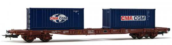 Rivarossi HR6502 - DB AG Flachwagen Sg 4-achsig braun Ep.6, mit 2x20 ft. Container "CMA/CGM"
