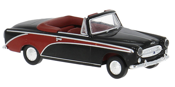 Brekina 29162 - Peugeot 403 Cabrio deluxe in schwarz/rot
