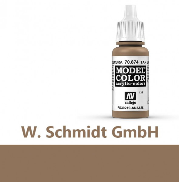 Vallejo 770874 - Model Color Farbe Erdbraun dunkel, Matt, 17 ml