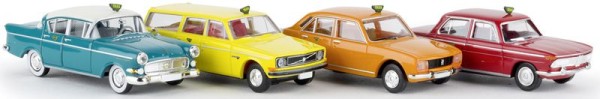 Brekina 90468 - Sparset 3 "Taxa" (DK), (Opel Kapitän, Volvo 145, Peugeot, BMW)