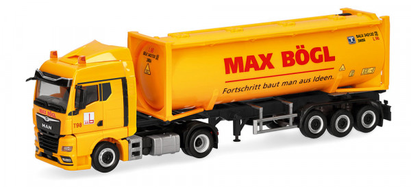 Herpa 321938 MAN TGX GM 30ft Drucksilcontainer-Sattelzug "Max Bögl"