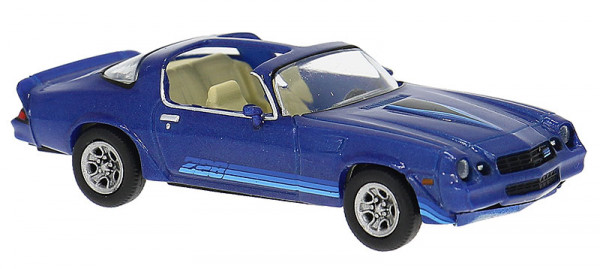 Brekina 18054 - Chevrolet Camaro Z28 blau mit hellblauen Streifen Targa offen 1980