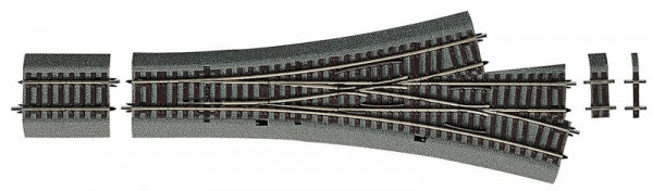 Roco 42543 - Line mit Bettung, Dreiweg-Weiche 15° – Herzstückwinkel 10,8°