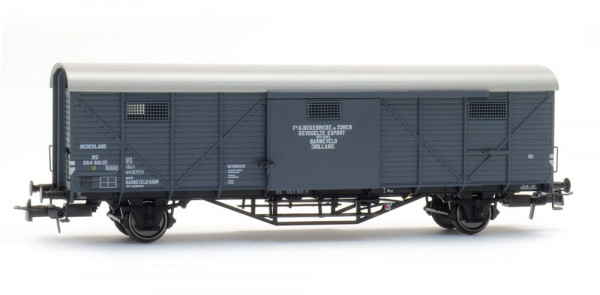 Artitec 20.312.01 - NS gedeckter Güterwagen Hongaar grau Ep.3, Kopftüren, "Hühnertransport"