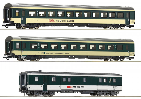 Roco 6200212 - SOB/BT/SBB Set 3-teilig Reisezugwagen "Voralpen-EXpress"