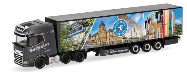 Herpa 319737 - DAF XG+ (6x2) Gardinenplanen-Sattelzug "Bücheler Wuppertal"