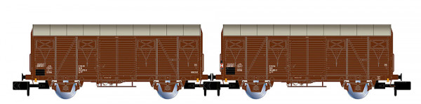 Arnold HN6719 - DR, 2-tlg. Set Gs-Wagen, braune Farbgebung, einer mit roter Zugschlusslaterne