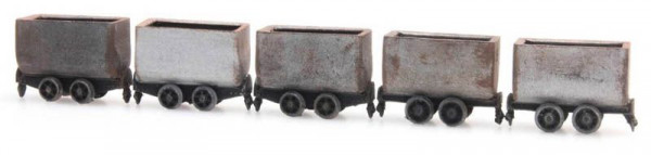 Artitec 387.395 - 5 Förderwagen, Fertigmodell aus Resin, lackiert