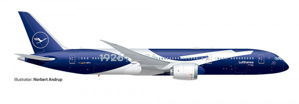 Herpa 614849 - Lufthansa Boeing 787-9 Dreamliner "100 Jahre"