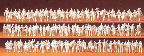 Preiser 79008 - Reisende, Passanten. 120 unbemalte Miniaturfiguren. Bausatz. Figuren: Materialfarbe