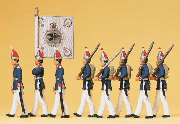 Preiser 12188 - 1. Garderegiment zu Fuß Potsdam 1894. Offizier, Fahnenjunker, Mannschaften 8 teilig