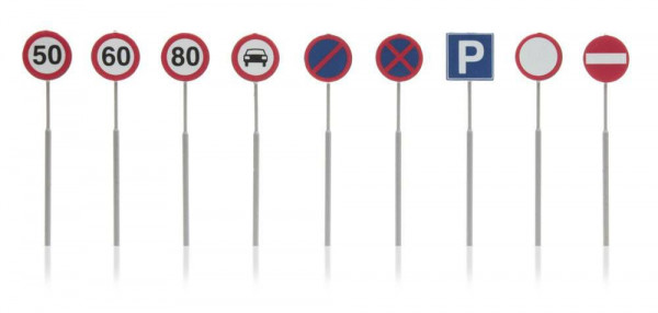 Artitec 387.262 - Set Verkehrsschilder Geschwindigkeit, Parkverbot 9 Stück NL