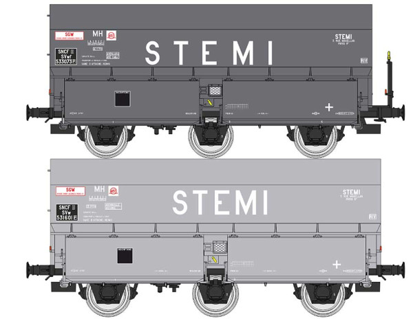 REE WB-960 - SNCF Set 2-teilig Selbstentladewagen MH45 Ep.3, "STEMI", Koksladung