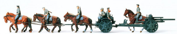 Preiser 16513 - Bespannte leichte Feldhaubitze 10,5 cm leFH 18 im Marsch Deutsches Reich 1939-45 8 u