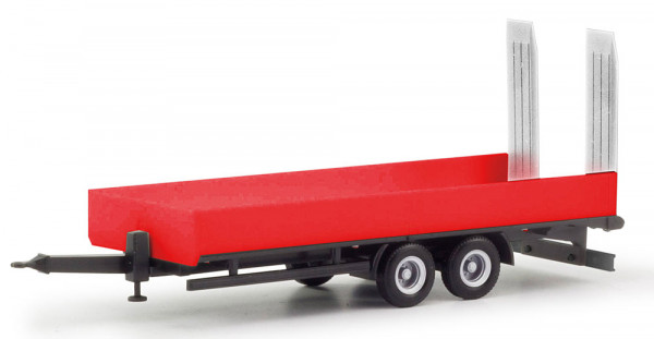 Herpa 076913-002 - LKW Tiefladetandemanhänger mit Auffahrrampen 2achs, rot
