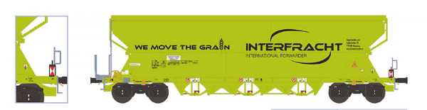 NME 515696 - ZRS Interfracht Getriedewagen Tagnpps 101m³ "INTERFRACHT", neongrün, mit Zugschlußbeleu