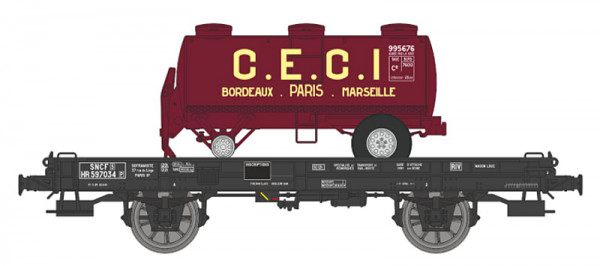 REE WB-644 - SNCF Flachwagen UFR Mono-Porteur Ep.3, Speichenräder, beladen