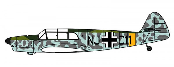 Herpa 81AC107S - Duxford Messerschmitt Bf108 (ohne Hakenkreuz, without Swastika