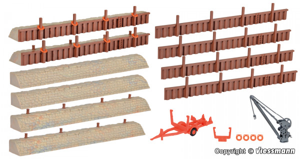 Kibri 38528 - Ausgestaltungsset "Binnenhafen Spundwände Molen und weitere Dekorationsmaterialien