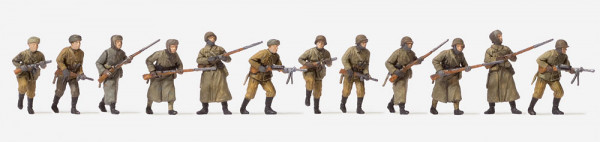 Preiser 72540 - Angreifende Infanterie in Winteruniform UdSSR 1941-45 12 unbemalte Miniaturfiguren 1