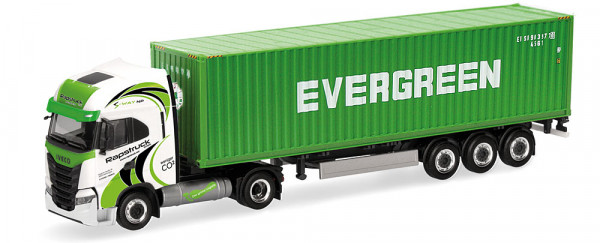 Herpa 319942 - Iveco S-Way LNG 40 ft. Container-Sattelzug "Rapstrucks / Evergreen"