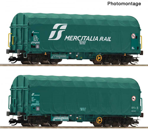 Roco 6680059 - 2er Set Schiebeplanenwagen Mercitalia Rail