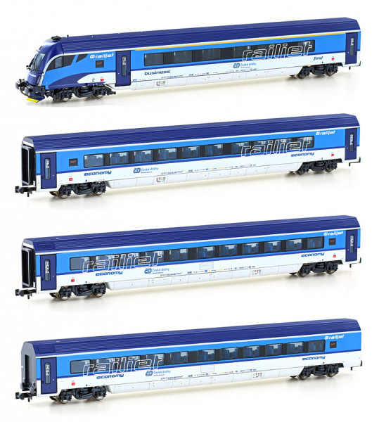 Hobbytrain H25230 - 4er Set Personenwagen CD Railjet, Ep.VI, Set 1