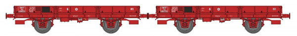 REE WB-607 - SNCF Set Niederordwagen OCEM29 2-teilig rotbraun Jho Ep.3b, gebremst, Rollenlager, Sche