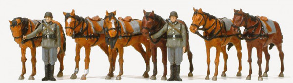 Preiser 16597 - Stehende Zugpferde. Pferdhalter. Deutsches Reich 1939-45, Bausatz