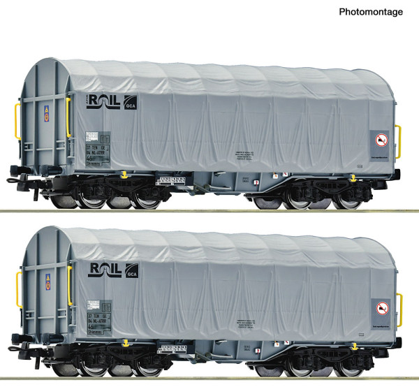 Roco 6600375 - EINSTELLER 2er Set Schiebeplanenwagen Atir Rail E6