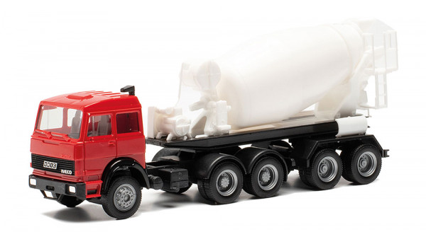 Herpa 315630 - Iveco Unic Betonmischer-Sattelzug, rot/weiß