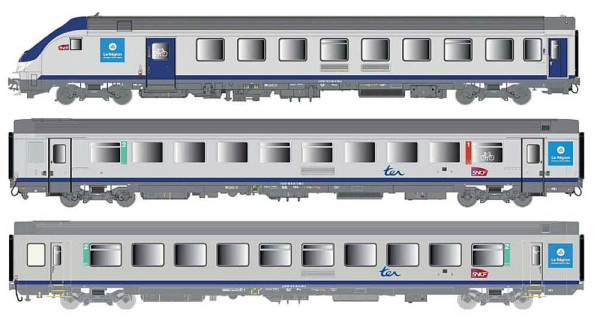 LSModels 41232AC - SNCF Set 3-teilig Personenwagen VU+VTU Ep.6 "TER aura" - Wechslestrom