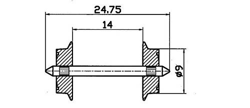 Roco 40195.1 - Wechselstromradsatz Achslänge 24,75 mm Ø 9 mm Inhalt 1 Stück -Staffelpreise!