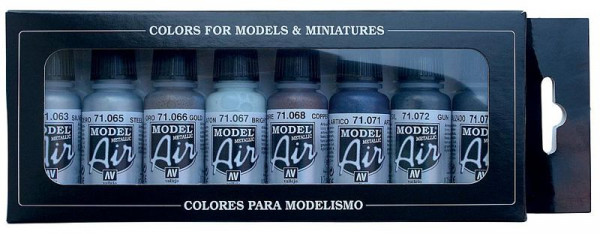 Vallejo 771176 - Farbset: Metallic-Farben, 8 x 17 ml