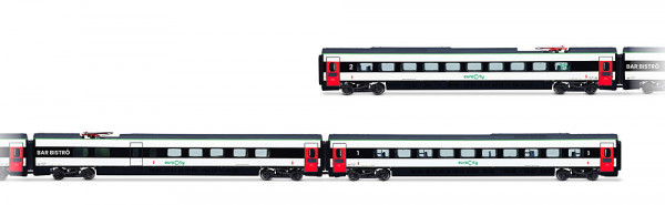 Arnold HN3516 - FS Trenitalia, 3-tlg. Set Zwischenwagen des ETR 610, neue EuroCity-Farbgebung