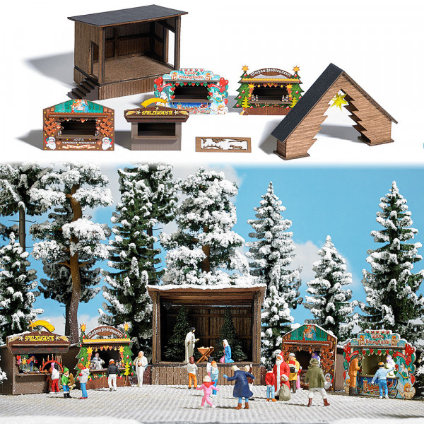 Busch 1183 - Wald-Weihnachtsmarkt , Echt Holz, Bausatz