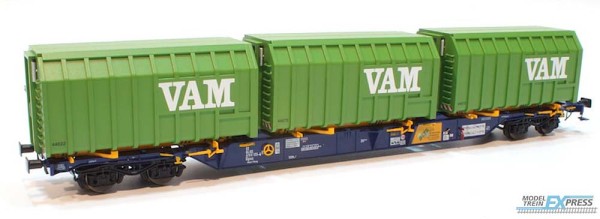 MTE 1004 - NS Container-Tragwagen Slps 4-achsig Ep.6, beladen mit 3 Compostbehältern "VAM"