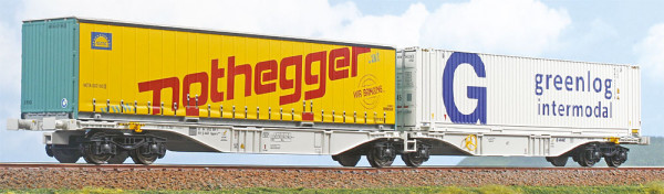ACME 40391 - PKP Containertragwagen Sggrmss90 der AAE Ep. 5-6, 2x Wechselbehälter "Nothegger" + "gre