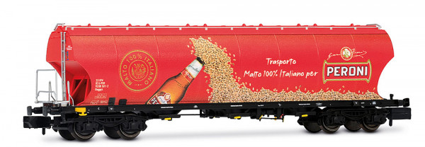 Arnold HN6735 - FS, 4-achs. Getreidesilowagen mit runden Seitenwänden „Peroni“, rote Farbgebung