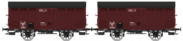 REE WB-761 - SNCF Set 2-teilig gedeckte Güterwagen Primeurs 10T mit senkrechter Verbretterung Ep.3a