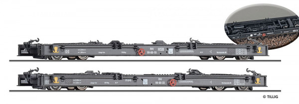 Tillig 15974 - HSB Set 2-teilig Schmalspur Rollwagen Rf4 Ep.5, mit KE-Bremse