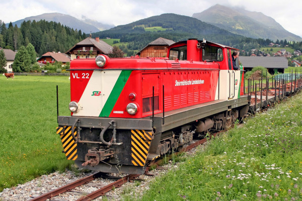 Bemo 1121912 - StLB Diesellok VL22 rot mit grün/weissen Streifen Ep.5-6, DCC + Sound