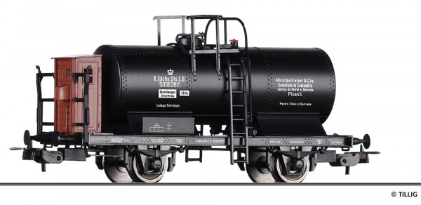 Tillig 77066 - Sächs. Kesselwagen 2-achsig mit Bremserhaus Ep. 1, "Nicolae Feher & Cie."