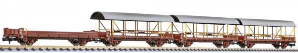 Liliput 260126 - BLS Set Autotransportwagen 2-achsi Bauart Lkls-tv 4-teilig Ep.4, Wagen gealtert