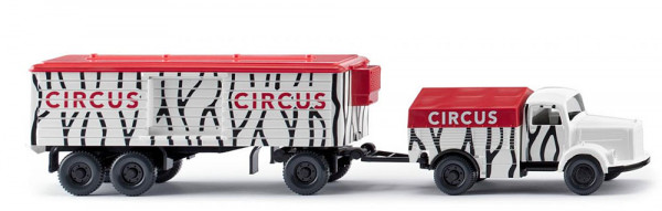 Wiking 049204 - MB L3500 Schwerlastzugmaschine mit6 3-achs.Anhänger "Circus" - 1950-59