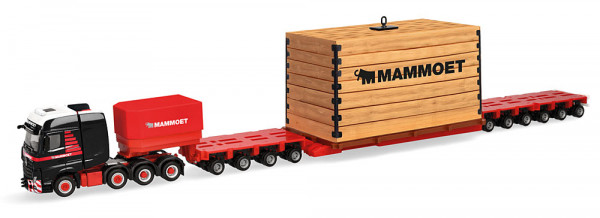 Herpa 319201 - Mercedes-Benz Actros SLT Schwerlast-Sattelzug mit Kiste "Mammoet" (NL)