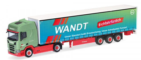 Herpa 318600 - Scania CR 20 HD Gardinenplanen-Sattelzug "Wandt/BGL"