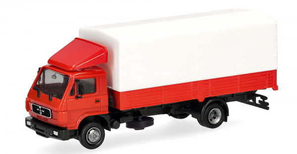 Herpa 321754 BASIC MAN G90 Planen-LKW, rot/weiß