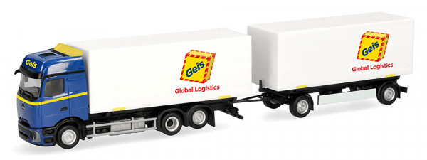 Herpa 321945 Mercedes-Benz Actros L ProCabin Bigspace Wechselkoffer-Hängerzug "Geis"