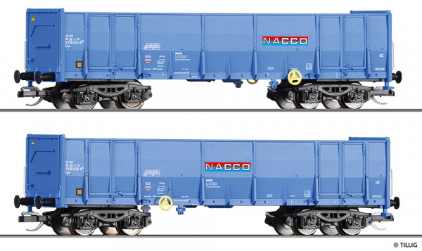 Tillig 01142 - Güterwagenset der NACCO, bestehend aus zwei offenen Güterwagen Eaos, Ep. VI